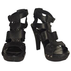 Guess G By Guess Gladiator Heels Platform Studded Black 9.5 GGNEONA